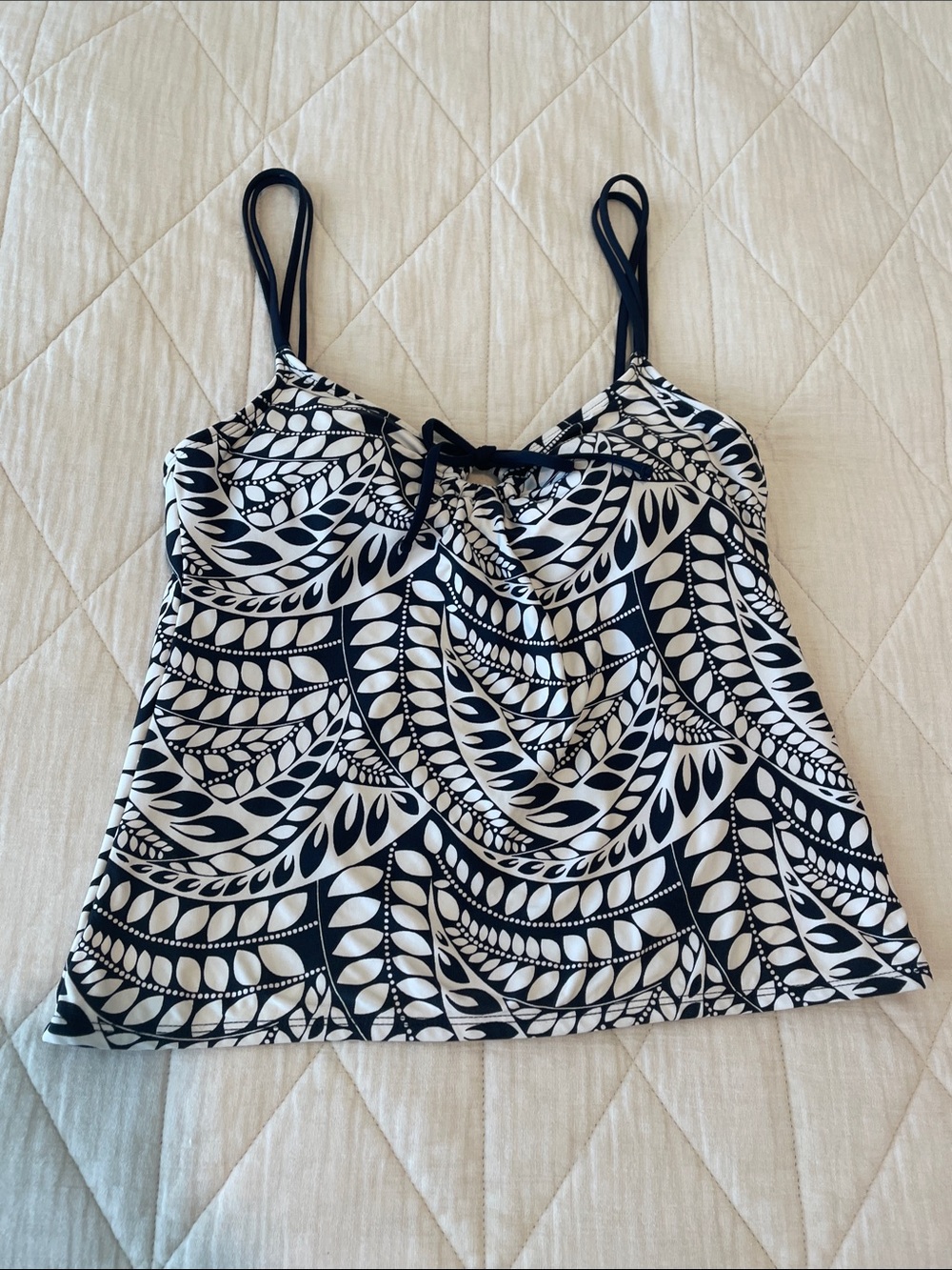 Anne Cole Black & White Printed Swim Top Size Small